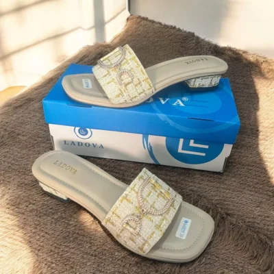 Ladova Luna_6 Ladova LUNA Sandal Heels Wanita Slop Motif Hak 3 cm