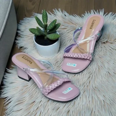 Ladova Sandal Anak Perempuan Jelly Slop Kepang Pesta Heels Hak Tahu 5 cm K-02